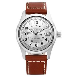 Autre Marque Relógio de couro Khaki Field para homem Marrom