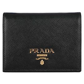 Prada Black Saffiano Folding Wallet Black