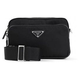 Prada Borsa a tracolla in nylon e pelle Saffiano Nero