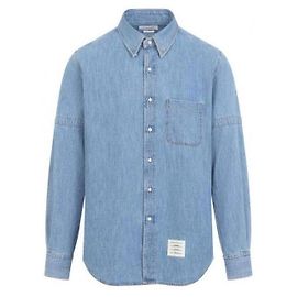 Camisa de ganga Thom Browne com braçadeiras azul claro Azul