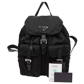 Prada Sac à dos en nylon avec logo triangle Noir Noir