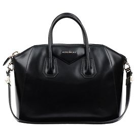 Givenchy Medium Glossy Leather Antigona Tote Shoulder Bag Black Black