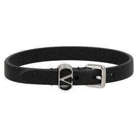 Valentino Oval Armband Schwarz Leder Schwarz