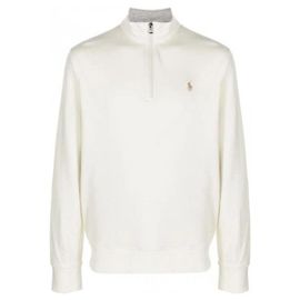 Ralph Lauren Pullover con zip 1/4 e logo Pony Bianco