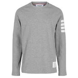 Thom Browne Camiseta de manga larga de algodón Gris Castaño