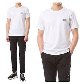 Dolce & Gabbana Rundhals T-Shirt mit Logo-Plaketten-Patch (White) Weiß
