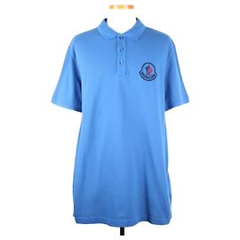 Moncler Polo-Shirt mit großem gesticktem Logo Blau