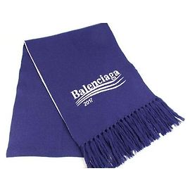 Balenciaga Wave Logo Wollschal Blue Blau