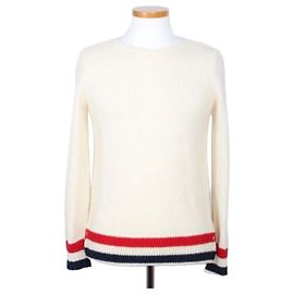 Thom Browne Pull en maille à col bateau rayé RWB Blanc