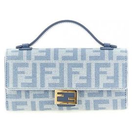 Fendi Baguette Chain Long Wallet Blue
