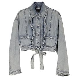 Chanel Crop Denim Jacket Size Blue