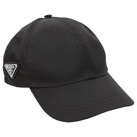 Prada Triangle Logo Nylon Baseball Cap Black Black