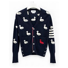 Thom Browne Kaschmir-Cardigan mit Duck-Streifen Blau