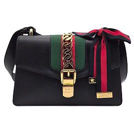 Borsa Gucci Sylvie Small in pelle nera Nero