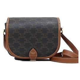 Céline Borsa a spalla e borsa a tracolla Medium in tela Triomphe Marrone