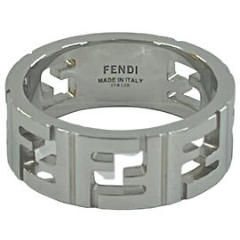 Anel Fendi FF Band em prata Prata