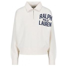 Ralph Lauren Half-Zip Sweatshirt mit Logo-Print Weiß