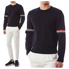 Thom Browne Milano-Strick mit Triple-Stripe Blau