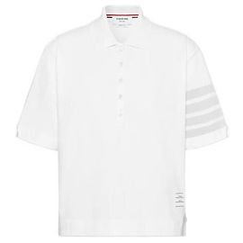 Thom Browne Overdyed Jersey Polo Kurzarm T-Shirt Weiß Weiß