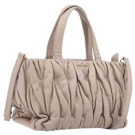 Miu Miu Convertible Matelasse Leather Medium Beige