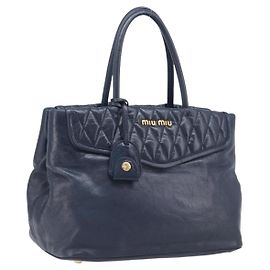 Miu Miu Handtasche Vitellolux 2way Navy Gold Auth 210235A - Jerrillo Andere