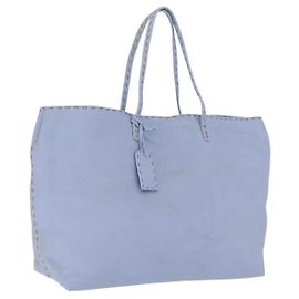 FENDI Celeria Tote Bag Leather Light Blue Silver 8BH088 Auth BA16789 - Jerrillo Altro