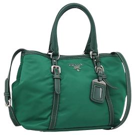 PRADA Hand Bag Nylon 2way Green Silver Auth 210496M - Jerrillo Other