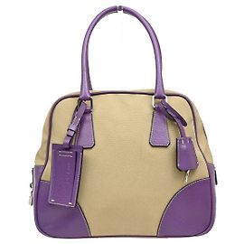 Prada Bowler Canvas with Leather Medium Beige
