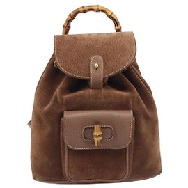 Gucci Vintage Bamboo Suede Mini Marron