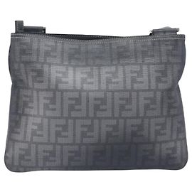 FENDI Zucca Canvas Shoulder Bag PVC Silver Black 7VA247 Auth 213441 - Jerrillo Altro