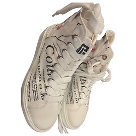 Balmain High-Top-Sneaker Canvas Weiß mit Print Weiß Mehrfarben