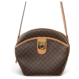 Bolsa de ombro Céline Macadam em lona e couro Marrom