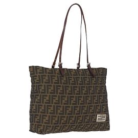 FENDI Zucca Canvas Tote Bag Braun Silber Auth 209368 - Jerrillo Andere