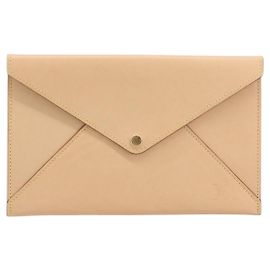 Louis Vuitton Rivets Envelope Clutch Leather Beige