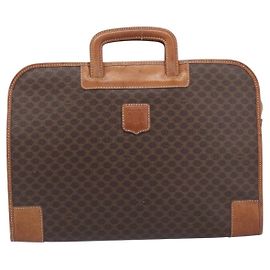 Céline Celine Macadam Canvas and Leather Large Marrom