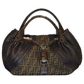 Fendi Spy borsa in tessuto FF e pelle marrone Marrone