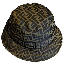 Fendi chapéu de aba curta com motivo FF Marrom Bege