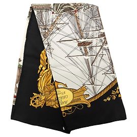 Hermès Marine et Cavalerie Seidentuch Weiß 90 Weiß