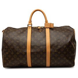 Brown Louis Vuitton Monogram Keepall 50 Travel Bag Brown