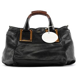 Chloé Bolsa 2-Way em couro preto com alça de metal Preto