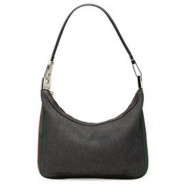 Bolsa de Ombro Gucci em Denim Preto com Web Preto