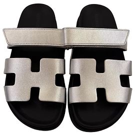 Hermès Chypre Sandali Pelle Argento Argento