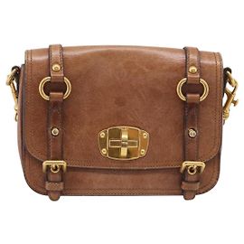 Miu Miu Shoulder Leather Mini Marrom