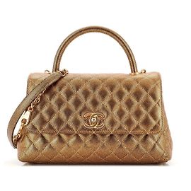 Chanel Small Coco Handle Rose Gold Pelle Caviar D'oro