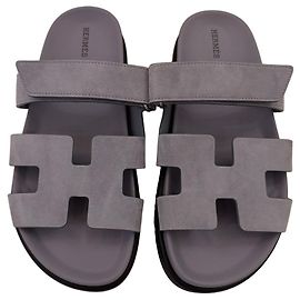 Sandales Hermès Chypre en daim Bleu