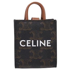 Céline Celine Vertical Cabas Triomphe Coated Canvas Mini Marrone