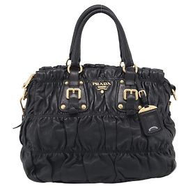 Prada Gaufre Convertible Nappa Leather Medium Noir