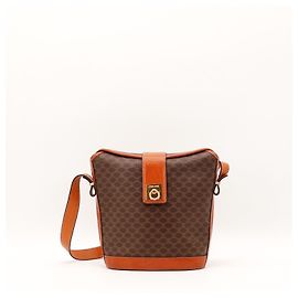 Bolsa tiracolo Céline Macadam em lona e couro Marrom