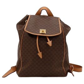Céline Sac à dos Celine Monogramme en toile et cuir marron Marron