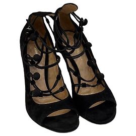 Gianvito Rossi Sandali stringati in camoscio nero Nero